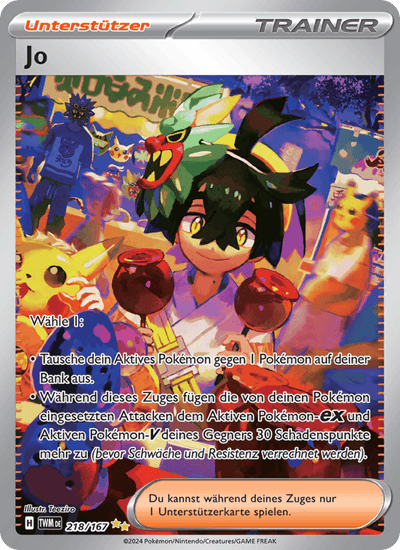 Jo 218/167 Maskerade im Zwielicht Pokémon Karte