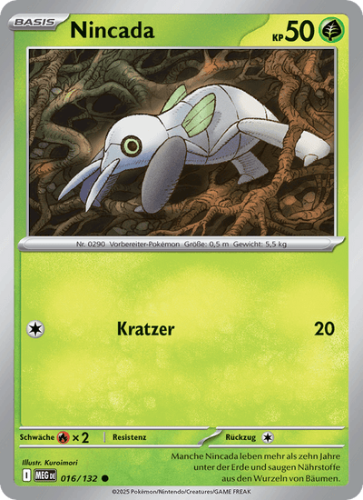 Nincada 016/132 Mega-Entwicklung Pokémon Karte
