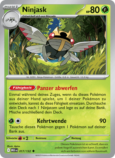 Ninjask 017/132 Mega-Entwicklung Pokémon Karte