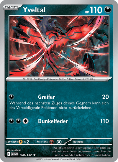Yveltal 088/132 Mega-Entwicklung Pokémon Karte
