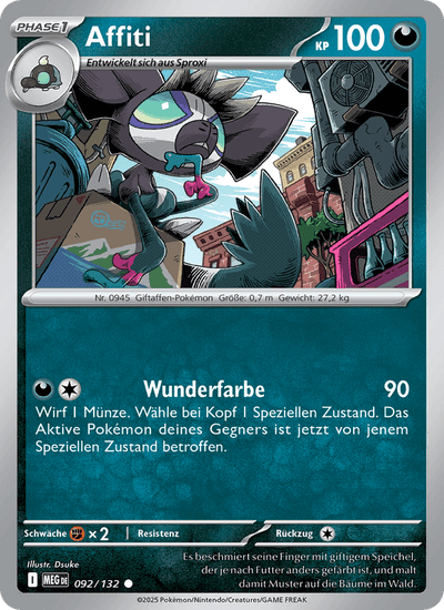 Affiti 092/132 Mega-Entwicklung Pokémon Karte
