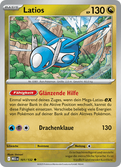 Latios 101/132 Mega-Entwicklung Pokémon Karte