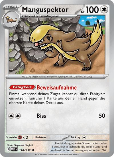 Manguspektor 110/132 Mega-Entwicklung Pokémon Karte