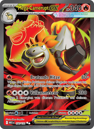 Mega-Camerupt-ex 156/132 Mega-Entwicklung Pokémon Karte