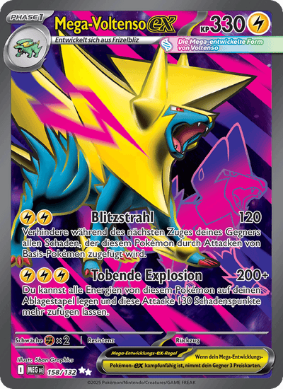 Mega Voltenso-ex 158/132 Mega-Entwicklung Pokémon Karte