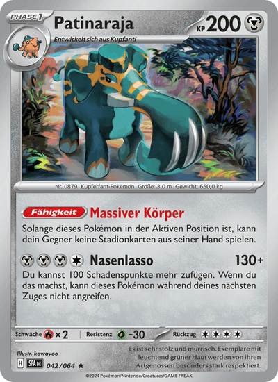 Patinaraja 042/064 Nebel der Sagen Pokémon Karte