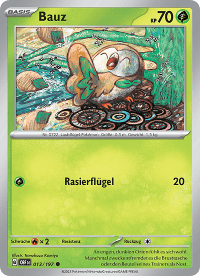 Bauz 013/197 Obsidianflammen Pokémon Karte