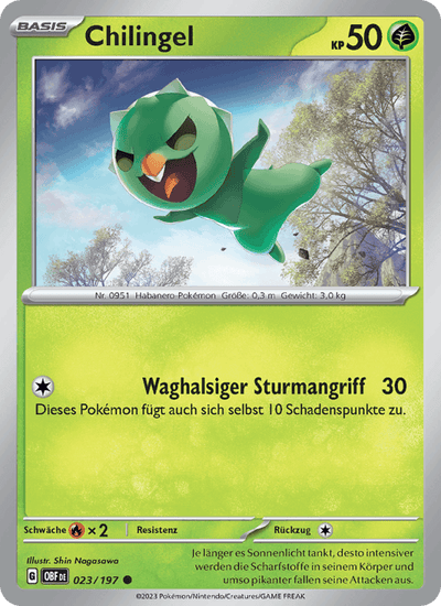 Chilingel 023/197 Obsidianflammen Pokémon Karte