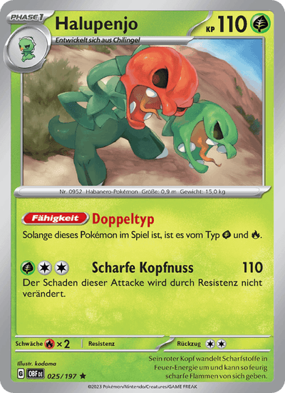 Halupenjo 025/197 Obsidianflammen Pokémon Karte