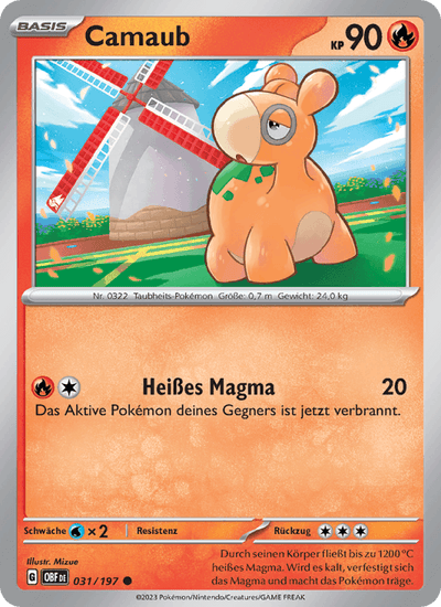 Camaub 031/197 Obsidianflammen Pokémon Karte