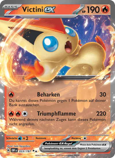 Victini-ex 033/197 Obsidianflammen Pokémon Karte