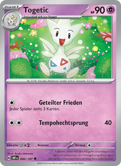 Togetic 084/197 Obsidianflammen Pokémon Karte