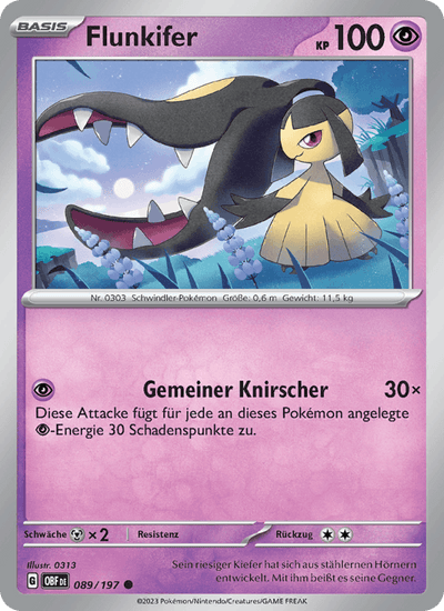 Flunkifer 089/197 Obsidianflammen Pokémon Karte