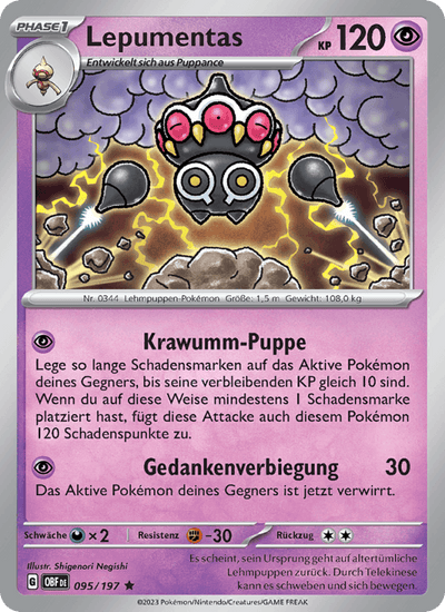 Lepumentas 095/197 Obsidianflammen Pokémon Karte