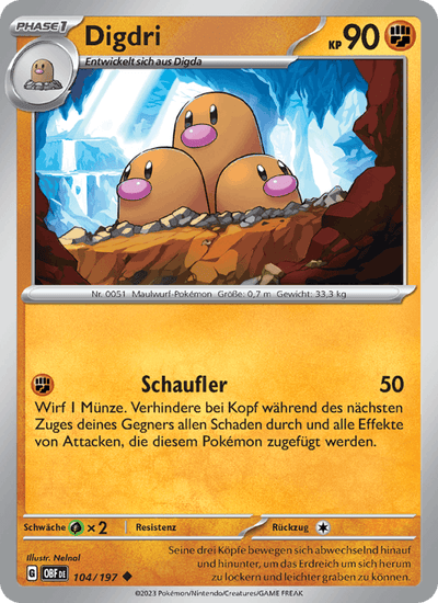Digdri 104/197 Obsidianflammen Pokémon Karte
