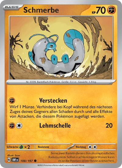 Schmerbe 108/197 Obsidianflammen Pokémon Karte