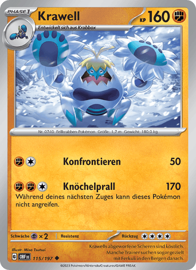 Krawell 115/197 Obsidianflammen Pokémon Karte