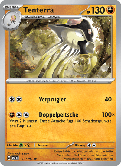 Tenterra 119/197 Obsidianflammen Pokémon Karte