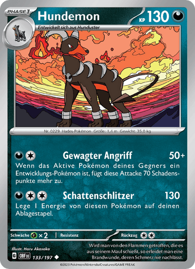 Hundemon 133/197 Obsidianflammen Pokémon Karte