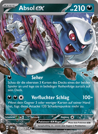 Absol-ex 135/197 Obsidianflammen Pokémon Karte