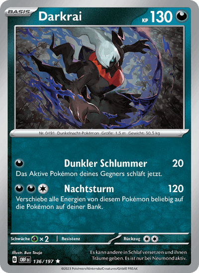 Darkrai 136/197 Obsidianflammen Pokémon Karte