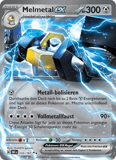 Melmetal-ex 153/197 Obsidianflammen Pokémon Karte