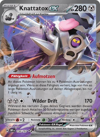 Knattatox-ex 156/197 Obsidianflammen Pokémon Karte