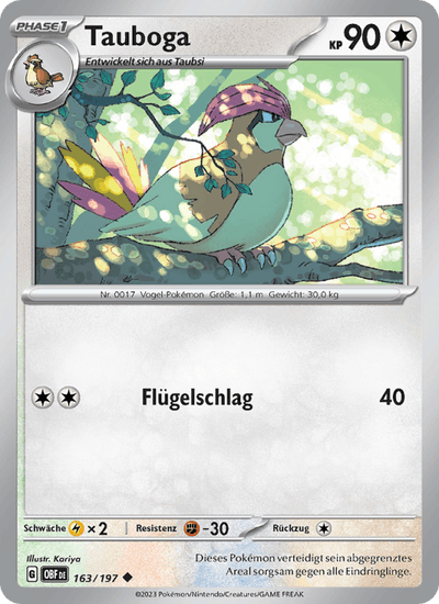 Tauboga 163/197 Obsidianflammen Pokémon Karte
