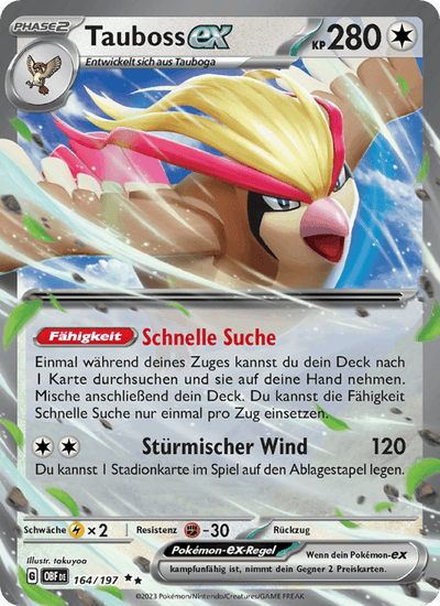 Tauboss-ex 164/197 Obsidianflammen Pokémon Karte