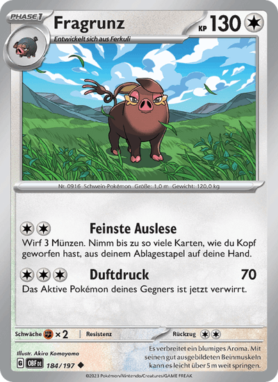 Fragrunz 184/197 Obsidianflammen Pokémon Karte