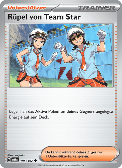 Rüpel von Team Star 195/197 Obsidianflammen Pokémon Karte