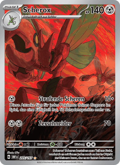 Scherox 205/197 Obsidianflammen Pokémon Karte