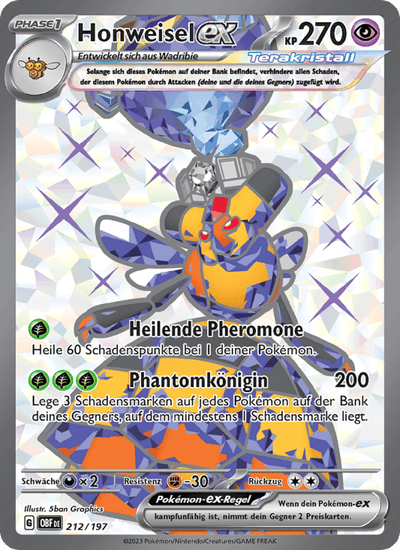 Honweisel-ex 212/197 Obsidianflammen Pokémon Karte
