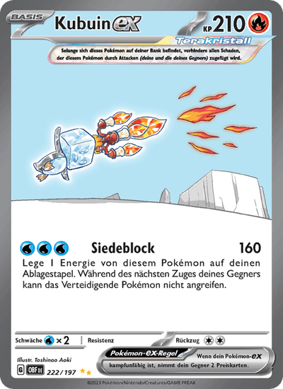 Kubuin-ex 222/197 Obsidianflammen Pokémon Karte
