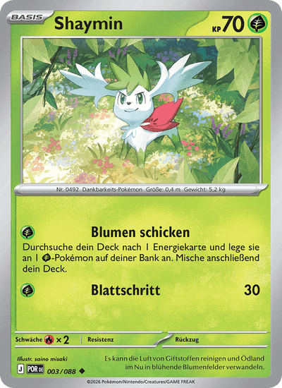 Shaymin 003/088 Optimale Ordnung Pokémon Karte