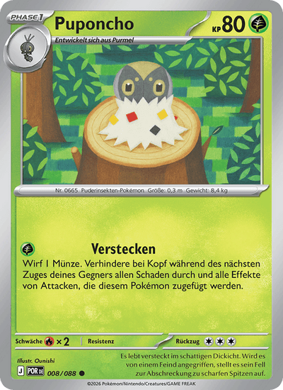 Puponcho 008/088 Optimale Ordnung Pokémon Karte