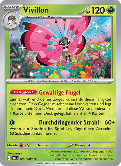 Vivillon 009/088 Optimale Ordnung Pokémon Karte