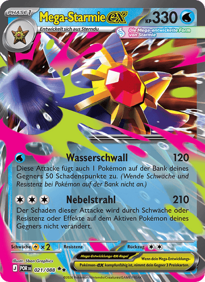 Mega-Starmie-ex 021/088 Optimale Ordnung Pokémon Karte