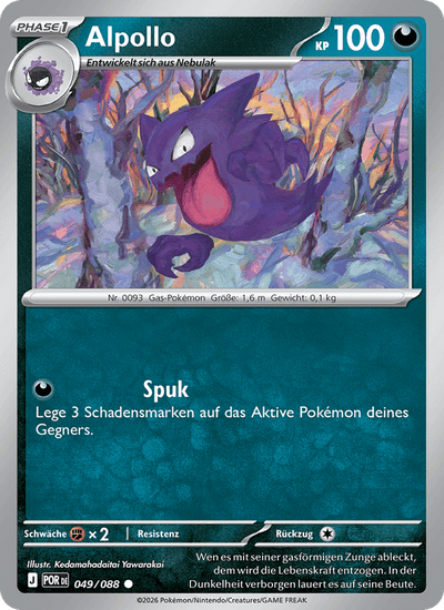 Alpollo 049/088 Optimale Ordnung Pokémon Karte
