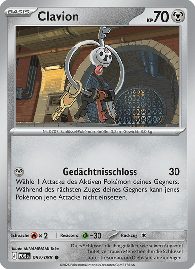 Clavion 059/088 Optimale Ordnung Pokémon Karte