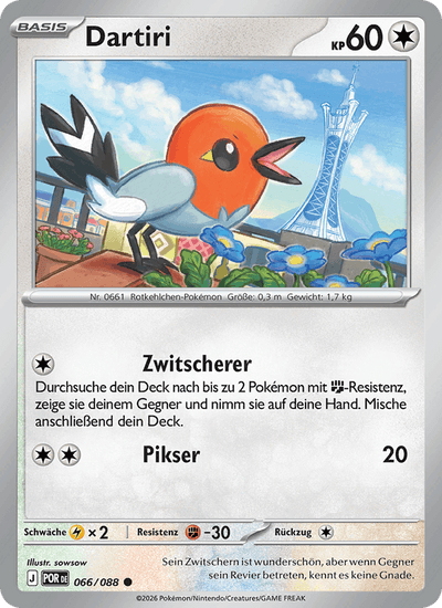 Dartiri 066/088 Optimale Ordnung Pokémon Karte