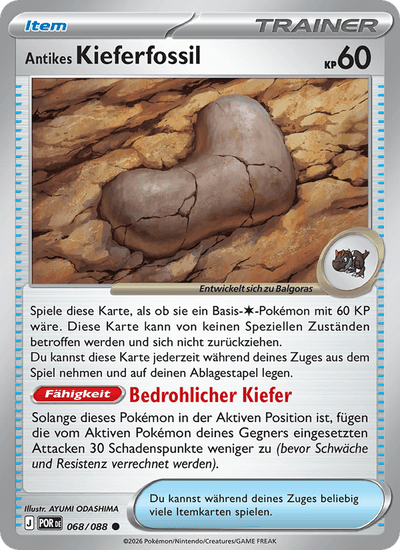 Antikes Kieferfossil 068/088 Optimale Ordnung Pokémon Karte
