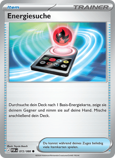 Energiesuche 072/088 Optimale Ordnung Pokémon Karte
