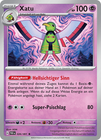 Xatu 026/091 Paldeas Schicksale Pokémon Karte