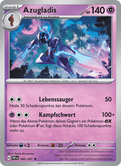 Azugladis 040/091 Paldeas Schicksale Pokémon Karte