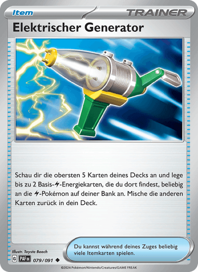 Elektrischer Generator 079/091 Paldeas Schicksale Pokémon Karte