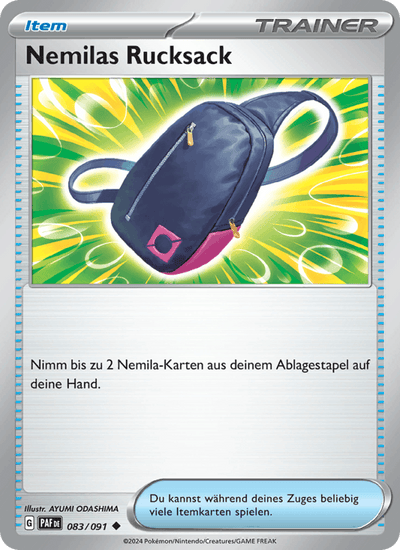 Nemilas Rucksack 083/091 Paldeas Schicksale Pokémon Karte
