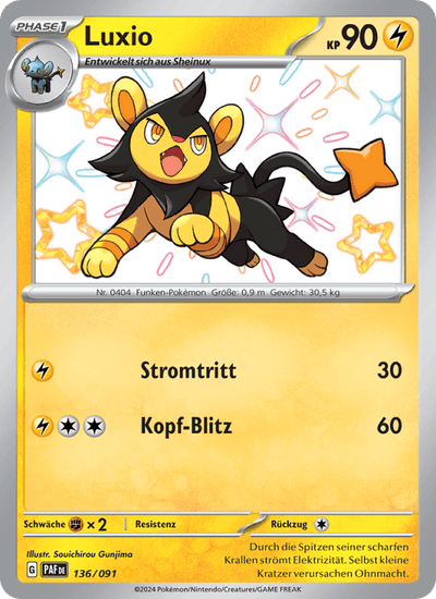 Luxio 136/091 Paldeas Schicksale Pokémon Karte