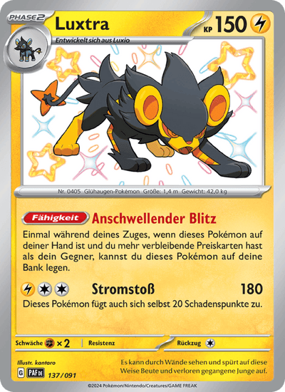 Luxtra 137/091 Paldeas Schicksale Pokémon Karte