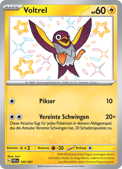 Voltrel 145/091 Paldeas Schicksale Pokémon Karte